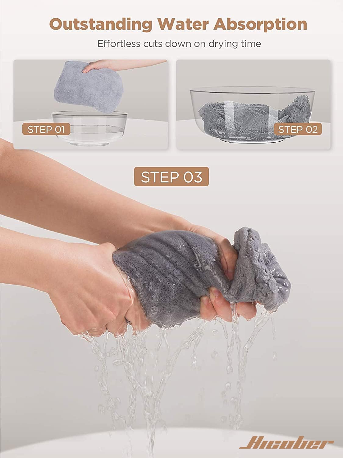 Noviquea Luxury Microfiber Hair Towel Wrap, Super Absorbent Quick Dry Hair Turban for Wet Hair, Soft Anti Frizz Hair Drying Towel for Women