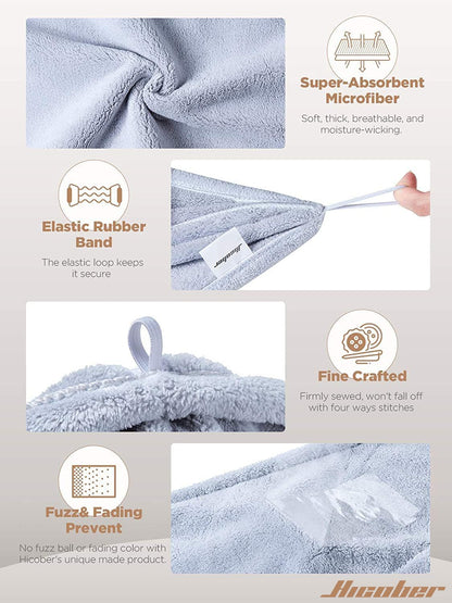 Noviquea Luxury Microfiber Hair Towel Wrap, Super Absorbent Quick Dry Hair Turban for Wet Hair, Soft Anti Frizz Hair Drying Towel for Women