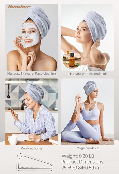 Noviquea Luxury Microfiber Hair Towel Wrap, Super Absorbent Quick Dry Hair Turban for Wet Hair, Soft Anti Frizz Hair Drying Towel for Women