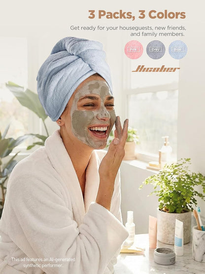 Noviquea Luxury Microfiber Hair Towel Wrap, Super Absorbent Quick Dry Hair Turban for Wet Hair, Soft Anti Frizz Hair Drying Towel for Women